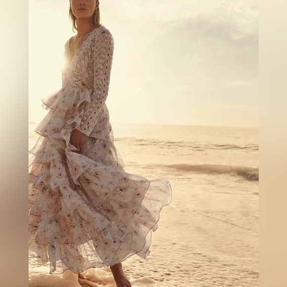 Designer-Style Lace Ruffle Maxi Dress - Picture 15 of 15